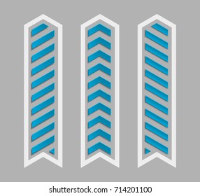 Vector arrow banners set. Direct circle shape. 3d Abstract arrow background. Business infographic presentation diagram. Section compare service trend. Paper arrows index. Exact pointer banner