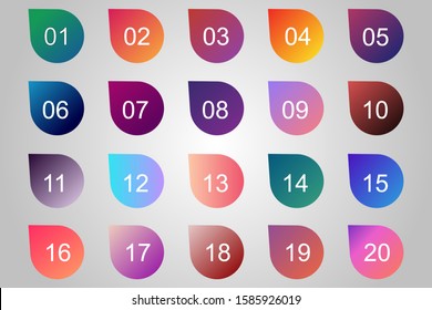 Vector Arrow Bullet Point Colorful Gradient Markers With Number 1 To 20