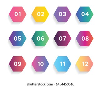 Vector Arrow Bullet Point Triangle Flags Colorful Gradient 3d Markers With Number 1 To 12 