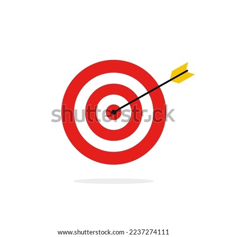 Vector arrow in center of board target. Target vector illustration.