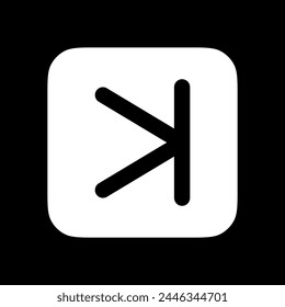 Vector arrow chevron with line right icon. Perfect for app and web interfaces, infographics, presentations, marketing, etc.