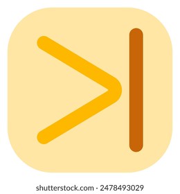 Vector arrow chevron with line right icon. Perfect for app and web interfaces, infographics, presentations, marketing, etc.