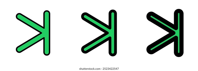 Vector arrow chevron with line right icon. Perfect for app and web interfaces, infographics, presentations, marketing, etc.