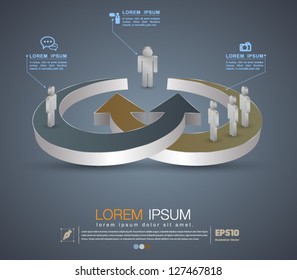 Vector Arrow circle with human icons 3D / loop business report or plan / modern template / education template / business brochure