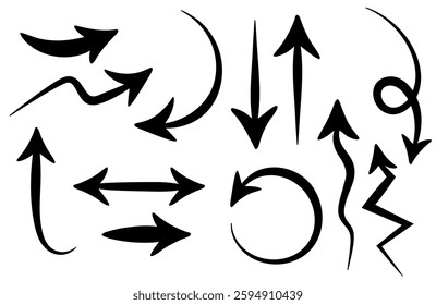 Vector arrow collection. Lines arrows, isolated on a white background. 