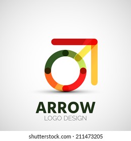 Vector arrow company logo, abstract business symbol - concept direction, modern line design