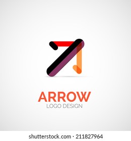 Vector arrow company logo, abstract business symbol - concept direction, modern line design