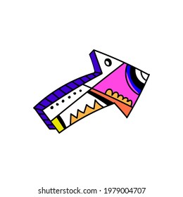 Vector arrow with cubism style ornament. Arrow icon. Colorful arrow vector icon. arrow vector