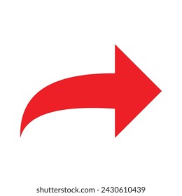 Vector Arrow, Curved red arrow share icon, right arrow vector. social media icon