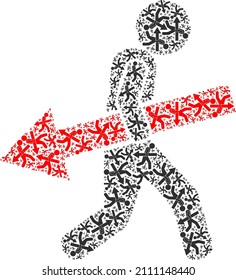 Vector arrow delivery man icon mosaic. Arrow delivery man mosaic is organized of randomized recursive arrow delivery man icons. Recursive collage from arrow delivery man icon.