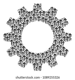 Vector arrow direction icons are formed into cogwheel mosaic. Service design concept constructed with arrow direction elements.