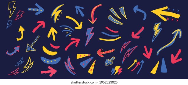 Vector Arrow doodle design vector. Hand drawn Old school tattoo vector elements.
Trendy hipster icon funny design with brush and texture. Cartoon elements. 
