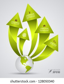 Vector arrow earth with icons / can use for infographic/loop business report or plan / modern template / education template / business brochure