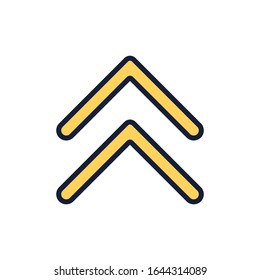 Vector arrow up filled outline icon. Direction symbol isolated on white background