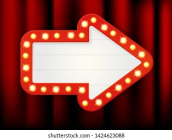 Vector arrow frames of empty retro light boxes for inserting your text.