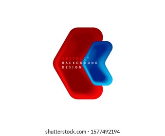 Vector arrow geometric banner created with blend color shapes effects. Trendy simple button, icon or business branding logo template, minimal style. Illustration For Wallpaper, Banner, Background