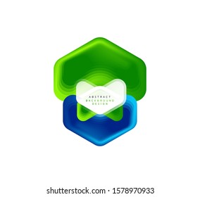 Vector arrow geometric banner created with blend color shapes effects. Trendy simple button, icon or business branding logo template, minimal style. Illustration For Wallpaper, Banner, Background