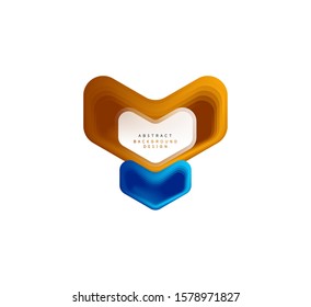 Vector arrow geometric banner created with blend color shapes effects. Trendy simple button, icon or business branding logo template, minimal style. Illustration For Wallpaper, Banner, Background