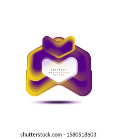 Banner geométrico de flecha vectorial creado con efectos de formas de color de mezcla. Botón sencillo de moda, icono o plantilla de logotipo de marca comercial, estilo mínimo. Ilustración De Fondo De Pantalla, Banner, Fondo
