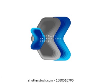 Banner geométrico de flecha vectorial creado con efectos de formas de color de mezcla. Botón sencillo de moda, icono o plantilla de logotipo de marca comercial, estilo mínimo. Ilustración De Fondo De Pantalla, Banner, Fondo