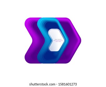 Geometrisches Vektorpfeil-Banner, das mit Mischfarben-Effekten erstellt wurde. Trendy einfache Schaltfläche, Symbol oder Firmenlogo-Vorlage, minimaler Stil. Illustration für Bildschirmhintergrund, Banner, Hintergrund