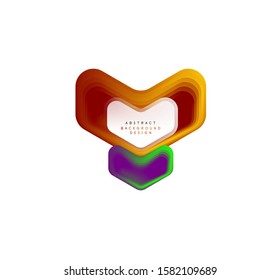 Vector arrow geometric banner created with blend color shapes effects. Trendy simple button, icon or business branding logo template, minimal style. Illustration For Wallpaper, Banner, Background
