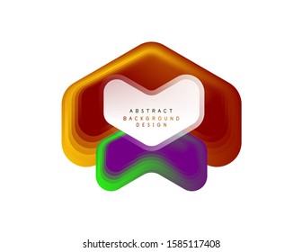 Geometrisches Vektorpfeil-Banner, das mit Mischfarben-Effekten erstellt wurde. Einfache Schaltfläche, Symbol oder Logo-Vorlage für Geschäftsmarken, minimaler Stil 