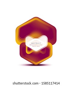 Banner geométrico de flecha vectorial creado con efectos de formas de color de mezcla. Botón sencillo de moda, icono o plantilla de logotipo de marca comercial, estilo mínimo.  