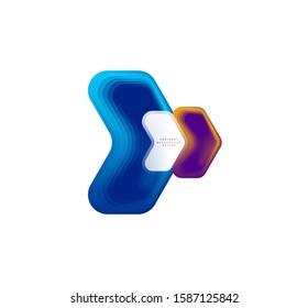 Vector arrow geometric banner created with blend color shapes effects. Trendy simple button, icon or business branding logo template, minimal style. Illustration For Wallpaper, Banner, Background