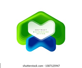 Vector arrow geometric banner created with blend color shapes effects. Trendy simple button, icon or business branding logo template, minimal style. Illustration For Wallpaper, Banner, Background
