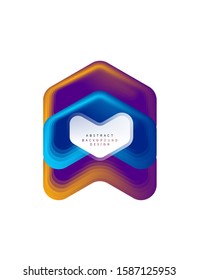 Vector arrow geometric banner created with blend color shapes effects. Trendy simple button, icon or business branding logo template, minimal style. Illustration For Wallpaper, Banner, Background