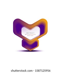 Banner geométrico de flecha vectorial creado con efectos de formas de color de mezcla. Botón sencillo de moda, icono o plantilla de logotipo de marca comercial, estilo mínimo. Ilustración De Fondo De Pantalla, Banner, Fondo