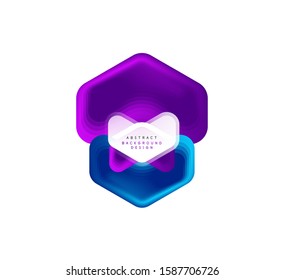 Geometrisches Vektorpfeil-Banner, das mit Mischfarben-Effekten erstellt wurde. Trendy einfache Schaltfläche, Symbol oder Firmenlogo-Vorlage, minimaler Stil. Illustration für Bildschirmhintergrund, Banner, Hintergrund