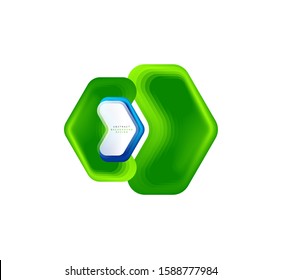 Vector arrow geometric banner created with blend color shapes effects. Trendy simple button, icon or business branding logo template, minimal style. Illustration For Wallpaper, Banner, Background