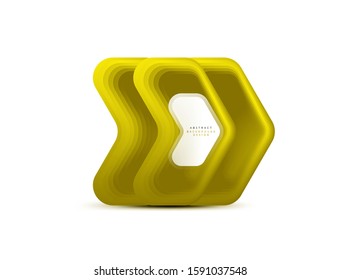 Banner geométrico de flecha vectorial creado con efectos de formas de color de mezcla. Botón sencillo de moda, icono o plantilla de logotipo de marca comercial, estilo mínimo. Ilustración De Fondo De Pantalla, Banner, Fondo