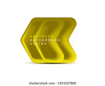 Banner geométrico de flecha vectorial creado con efectos de formas de color de mezcla. Botón sencillo de moda, icono o plantilla de logotipo de marca comercial, estilo mínimo. Ilustración De Fondo De Pantalla, Banner, Fondo
