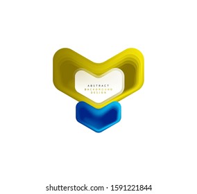 Vector arrow geometric banner created with blend color shapes effects. Trendy simple button, icon or business branding logo template, minimal style. Illustration For Wallpaper, Banner, Background