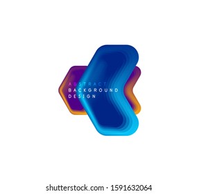 Geometrisches Vektorpfeil-Banner, das mit Mischfarben-Effekten erstellt wurde. Trendy einfache Schaltfläche, Symbol oder Firmenlogo-Vorlage, minimaler Stil. Illustration für Bildschirmhintergrund, Banner, Hintergrund