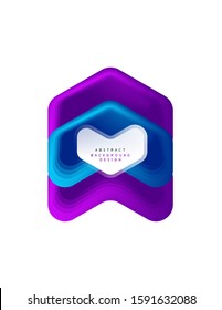 Banner geométrico de flecha vectorial creado con efectos de formas de color de mezcla. Botón sencillo de moda, icono o plantilla de logotipo de marca comercial, estilo mínimo. Ilustración De Fondo De Pantalla, Banner, Fondo