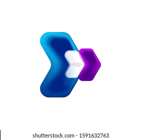 Vector arrow geometric banner created with blend color shapes effects. Trendy simple button, icon or business branding logo template, minimal style. Illustration For Wallpaper, Banner, Background