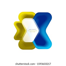 Banner geométrico de flecha vectorial creado con efectos de formas de color de mezcla. Botón sencillo de moda, icono o plantilla de logotipo de marca comercial, estilo mínimo. Ilustración De Fondo De Pantalla, Banner, Fondo