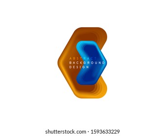Vector arrow geometric banner created with blend color shapes effects. Trendy simple button, icon or business branding logo template, minimal style. Illustration For Wallpaper, Banner, Background
