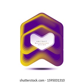 Banner geométrico de flecha vectorial creado con efectos de formas de color de mezcla. Botón sencillo de moda, icono o plantilla de logotipo de marca comercial, estilo mínimo. Ilustración De Fondo De Pantalla, Banner, Fondo