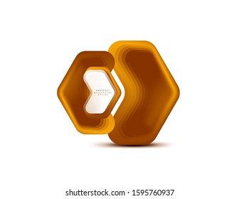 Vector arrow geometric banner created with blend color shapes effects. Trendy simple button, icon or business branding logo template, minimal style. Illustration For Wallpaper, Banner, Background