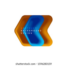 Banner geométrico de flecha vectorial creado con efectos de formas de color de mezcla. Botón sencillo de moda, icono o plantilla de logotipo de marca comercial, estilo mínimo. Ilustración De Fondo De Pantalla, Banner, Fondo