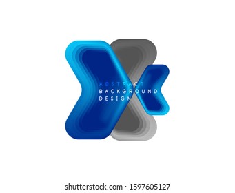 Banner geométrico de flecha vectorial creado con efectos de formas de color de mezcla. Botón sencillo de moda, icono o plantilla de logotipo de marca comercial, estilo mínimo. Ilustración De Fondo De Pantalla, Banner, Fondo