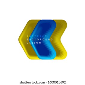 Vector arrow geometric banner created with blend color shapes effects. Trendy simple button, icon or business branding logo template, minimal style. Illustration For Wallpaper, Banner, Background