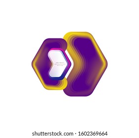 Banner geométrico de flecha vectorial creado con efectos de formas de color de mezcla. Botón sencillo de moda, icono o plantilla de logotipo de marca comercial, estilo mínimo. Ilustración De Fondo De Pantalla, Banner, Fondo