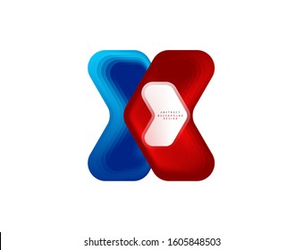 Vector arrow geometric banner created with blend color shapes effects. Trendy simple button, icon or business branding logo template, minimal style. Illustration For Wallpaper, Banner, Background