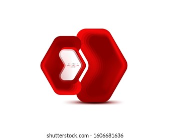 Vector arrow geometric banner created with blend color shapes effects. Trendy simple button, icon or business branding logo template, minimal style. Illustration For Wallpaper, Banner, Background